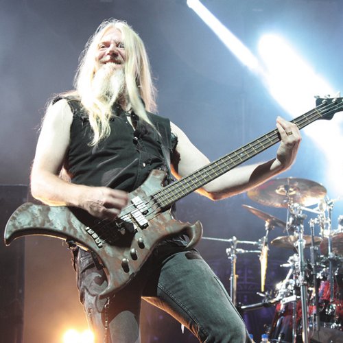 Marco on stage for the concert of Nightwish at la Foire aux vins in Colmar, the 5th of august 2012